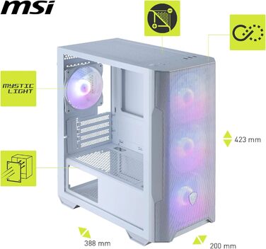 Корпус для ПК MSI MAG Forge M100R White, білий, ігровий, з підсвіткою RGB