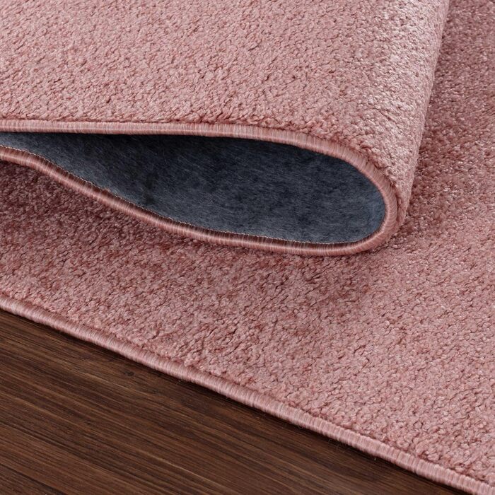 Сучасний коротковорсовий килим Carpetsale24 для вітальні 240x340 см, рожевий — щільний, дуже м'який, праний, легкий у догляді, ідеальний для спальні, їдальні та кухні
