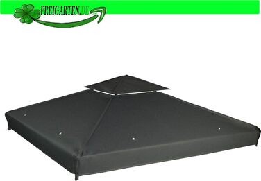 Заміна даху для павільйону 3x3 м, водовідштовхуючий, матеріал Panama PVC Soft 370г/м², надміцний, модель 1, антрацит, freigarten.de