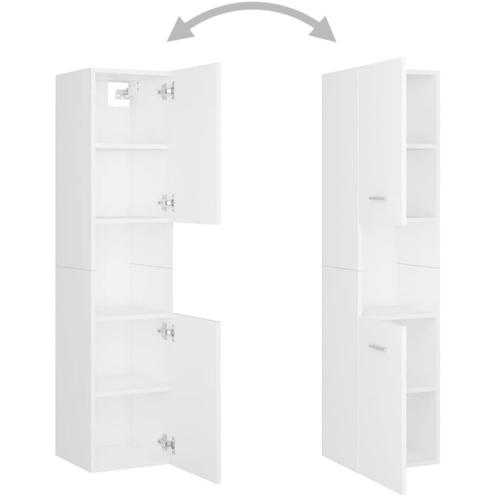 Шафа для ванної vidaXL з 2 дверцятами та 5 полицями, біла, 30x30x130 см, ДСП, високий шафа для ванної кімнати