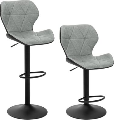 Барний стілець EUGAD 2 шт, регульований, з підставкою для ніг, штучна шкіра, сірий, ретро стиль