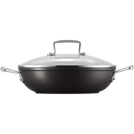 Сковорода Le Creuset з антипригарним покриттям з кришкою, 24 см, для всіх плит (включно з індукцією), антрацит/срібло