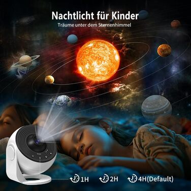 Проектор нічного неба Sternenhimmel Home Planetarium: лампа-проектор зірок та галактики для дітей та дорослих, 14 дисків з планетами, Місяцем та тематичними сценами для спальні