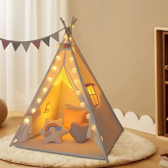 Дитячий намет Kinder Tipi Julia, 120x120x160 см, рожево-бежевий