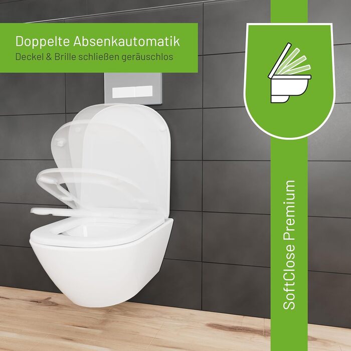 Унітазне сидіння LUVETT D900 D-форма, дюропласт, SoftClose, EasyClean, легкий монтаж, біле, вироблено в ЄС