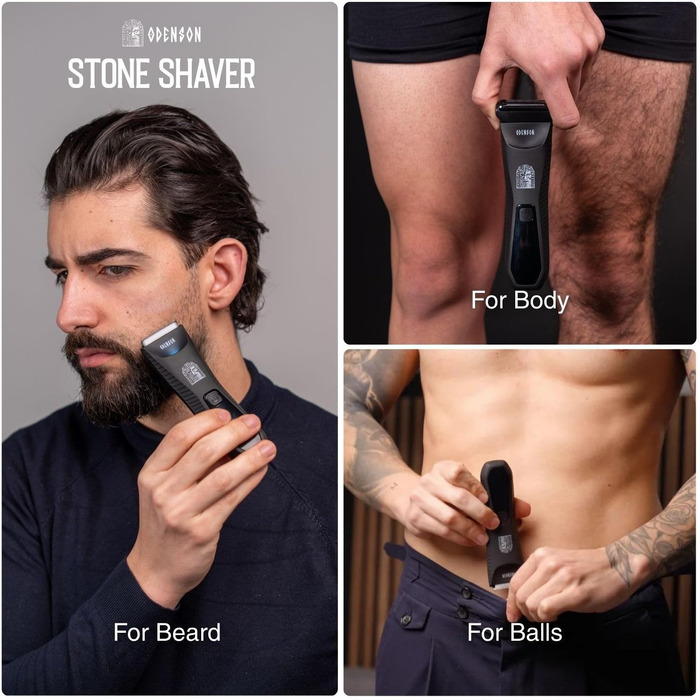 Odenson Stone Shaver: Бездротовий водонепроникний тример для гоління бороди та тіла, набір для догляду за чоловіками