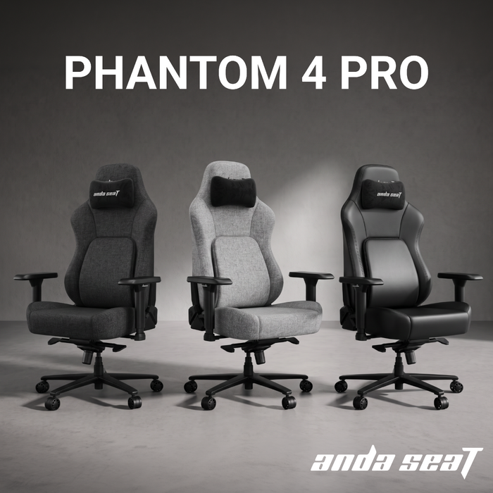 Крісло геймерське ігрове Anda Seat Phantom 4 Pro L до 100 кг Black Fabric  (AD18YSDC-72-B-F-B02)