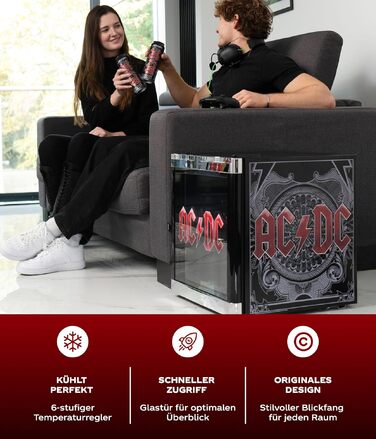 Міні-холодильник °CUBES AC/DC 48 л з скляними дверцятами для напоїв – бар, офіс, геймінг | Тихий та енергоефективний