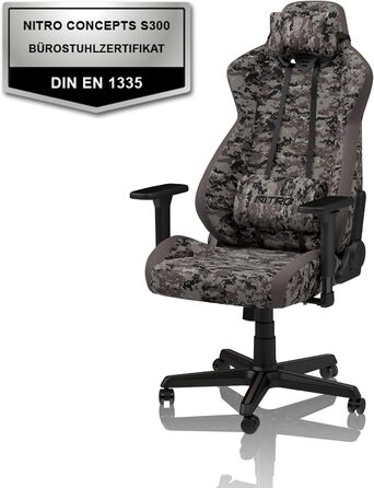 Ігрове крісло NITRO CONCEPTS S300 Urban Camo, ергономічне, для геймерів і офісу, тканинна оббивка, навантаження до 135 кг