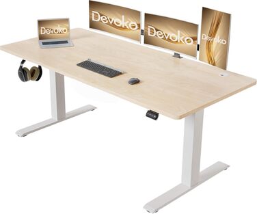 Електричний стіл для роботи з регулюванням висоти Devoko, бежевий, 130 x 60 см