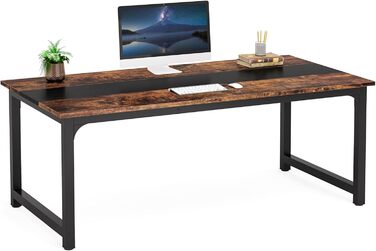 Стол Tribesigns 160 x 80 см: Комп'ютерний, офісний, для робочого кабінету, сучасний, вінтажний, коричнево-чорний