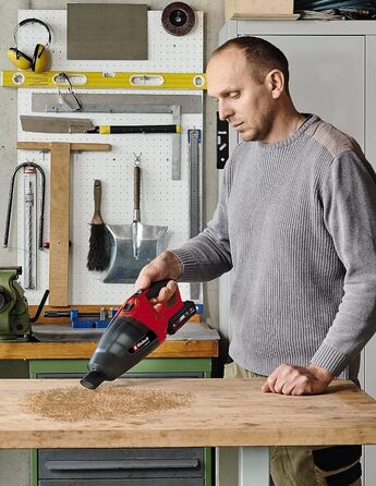 Акумуляторний ручний пилосос Einhell TE-VC 18 Li-Solo Power X-Change, 540 мл, 3 насадки, подовжувач, настінне кріплення, без акумулятора і зарядного пристрою, чорний/червоний