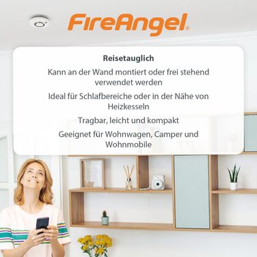 Портативний детектор чадного газу FireAngel FA6812 з LCD-дисплеєм, датчик CO