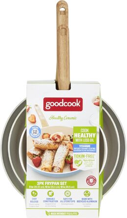 Набір керамічного посуду GoodCook Gesundes 12 предметів, світло-блакитний — каструлі, сковорідки (8