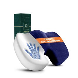 Ортопедична подушка для сидіння з піни Memory Foam – для офісного крісла та авто, зняття тиску, комфорт при тривалому сидінні, нековзка, знімний чохол (Синя)