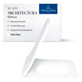 Сидіння для унітаза Villeroy & Boch Architectura D-подібне, білий глянцевий (Alpin), з мікроліфтом (SoftClose), знімне, термопласт (Duroplast), арт. 98M9C101