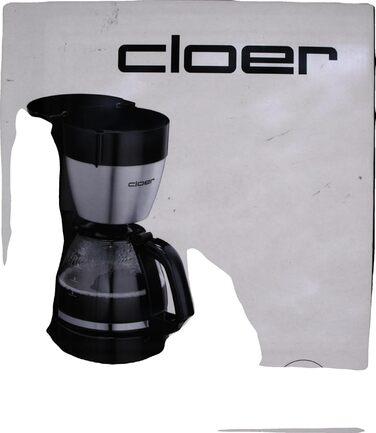 Кавоварка фільтраційна Cloer 5019 з функцією підігріву, 800 Вт, на 10 чашок, чорна, скляний глечик, фільтр 1x4