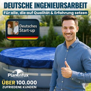 Кругле покривало для басейну Planenfux Ø 400 см, захисний тент для басейнів діаметром 366-400 см