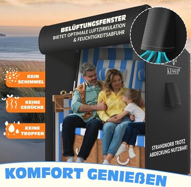 Чохол для плетеного крісла KESSER® Преміум, водонепроникний, зимовий, UV-стійкий, 600D Oxford (120x90x160 см, чорний, 155 см)