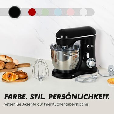 Кухонний комбайн Kitchen in the box Kompakte — планетарний міксер та тістоміс 3.5-5л, 10 швидкостей, з насадками (гак, вінчик, міксер), чорний