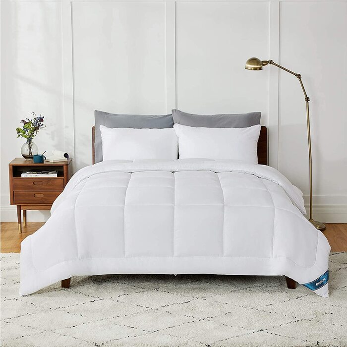 Ковдра BEDSURE 135x200 см, 4-сезонна, стегане покриття, сертифікат Oeko-Tex, білий колір, для алергіків