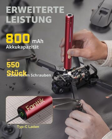 Набір міні-викруток Fanttik E2 Ultra 50-в-1, електричний, 3.7V, 0.6 Нм, для ремонту iPhone, ноутбуків, окулярів, годинників (червоний)