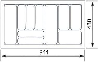 Вкладиш для столових приборів Orga-Box VIII 911x480 мм, лавовий сірий з перловою структурою, для шаф 1000 мм, Häcker Küchen