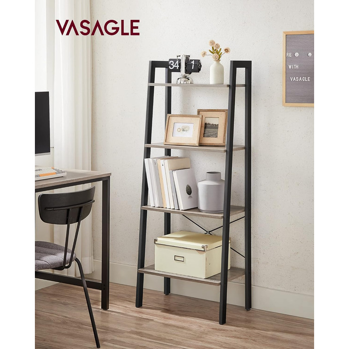Стелаж VASAGLE LLS044B05 з 4 полицями, промисловий дизайн, сталевий каркас, медовий-чорний колір, 34 x 56 x 137.5 см