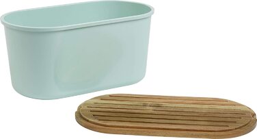 Хлібниця ECHTWERK FRESH з кришкою та дошкою з акації, бірюзова, 37x22x17 см, для 1 кг хліба