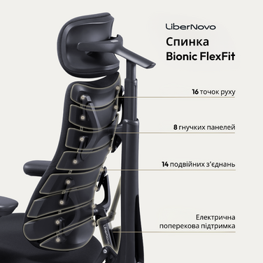Крісло офісне ергономічне LiberNovo Omni Pro Graphite 48 см