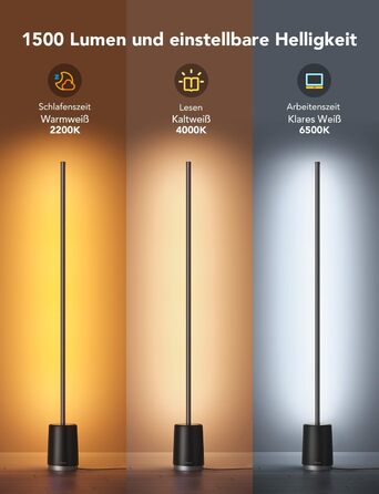 Розумна підлогова LED лампа Govee RGBIC з Wi-Fi, диміруванням, керуванням через Alexa/Google, синхронізацією з музикою, 64 режимами для вітальні та спальні