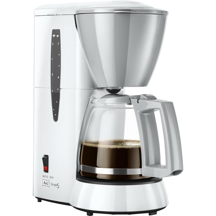 Кавоварка фільтраційна Melitta Single5 на 5 чашок, біла, з глечиком та захистом від крапель
