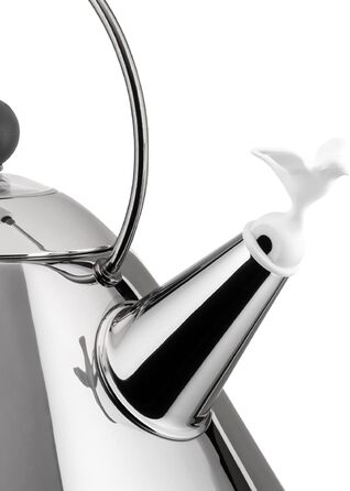 Чайник Alessi Wasserkessel з ручкою та свистком у формі пташки, PA, білий (білий, нержавіюча сталь)