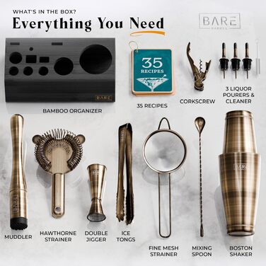 Набір для коктейлів Mixology Barkeeper-Set 14 предметів, Бостонський шейкер 0.8л, матовий латунь (BKB3)
