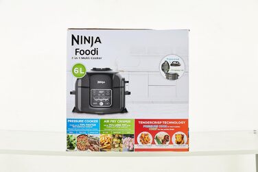 Мультиварка Ninja Foodi 6 л, 7-в-1: скороварка, аерофритюрниця, повільне приготування, гриль, OP300EU, сталь/чорний