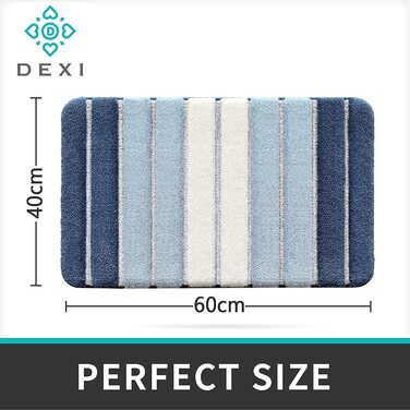 DEXI килимок для ванної кімнати, нековзний, 40x60 см, синій, м'який, машинне прання, водопоглинаючий, для ванної