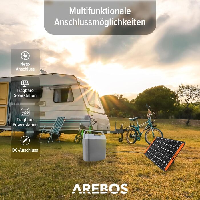 Електрична термоелектрична автохолодильник Arebos 20 л, для охолодження та підігріву, міні-холодильник з ECO режимом, 12/230V, антрацит