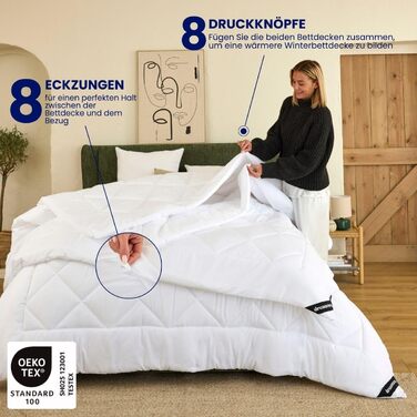 Комплект ковдр DREAMWAY 155x220 4 сезони (2 шт.): ковдра 155x220 300gsm + літня ковдра 155x220 150gsm, біла