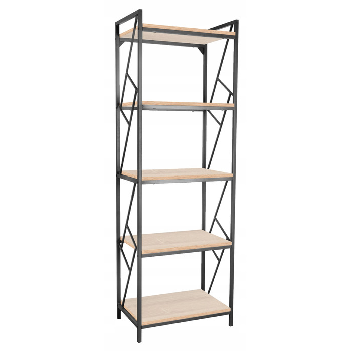 Стелаж Furnitex 60 x 180 x 40 см, чорний, дуб сонома