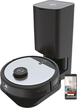 Робот-пилосос Hoover HG5 з лазерною навігацією, автоматичним очищенням, станцією для збору пилу, керуванням через додаток, складанням карт та розкладом прибирання, сенсорами перешкод, самостійним спорожненням і зарядною станцією [HG550DP]