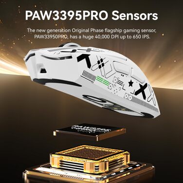 Ігрова миша Attack Shark X1 White: сенсор PixArt PAW3395PRO, 40000 DPI, вага 53г, RGB док-станція з тачпадом, бездротова (BT/2.4G) та дротова, для Windows, Xbox, PS, Mac