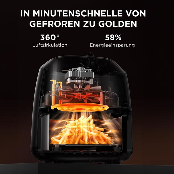 Фритюрниця без олії Midea 2L, 1150W, Airfryer, автоматичне вимкнення, легко чистити, BPA-free, чорний