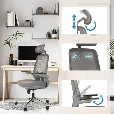 Офісне крісло / обертове крісло GAREMA тканина сірий hjh OFFICE