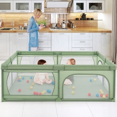 Дитячий манеж-ігровий майданчик Costway з сухим басейном для кульок та входом на блискавці