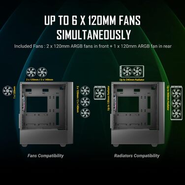 Корпус для ПК ANTEC NX500M ARGB з сітчастою передньою панеллю, 3 ARGB вентиляторами 120 мм, скляною бічною стінкою, підтримкою до 6 вентиляторів і радіатора 360 мм, Type-C 3.2 Gen2
