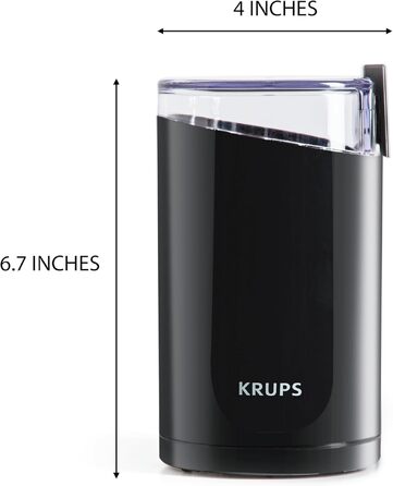 Кавомолка електрична Krups GVX212 з регулюванням помелу та вибором кількості чашок, нержавіюча сталь, чорна (для кави, спецій, трав)