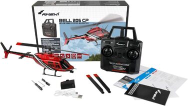 Радіокерований гелікоптер Amewi Bell 206 Jet Ranger CP 6-канальний RTF, масштаб 1:33, червоно-чорний