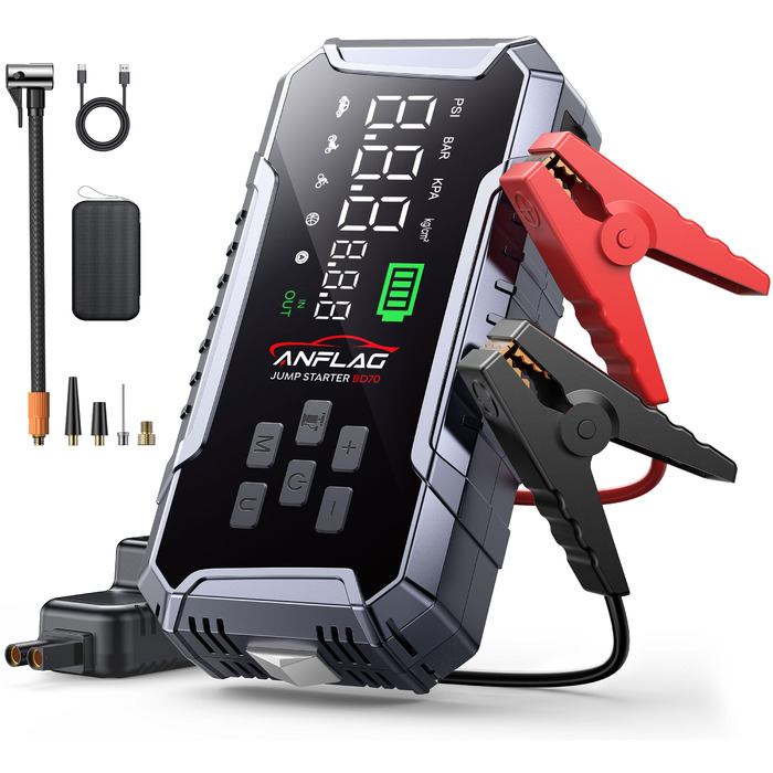 Powerbank для авто ANFLAG 7000A з компресором 160PSI, 26800mAh, для бензинових та дизельних двигунів (до 12.0L), LED-ліхтар