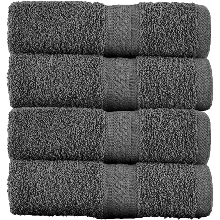 Набір із 4 великих рушників SweetNeedle 70x140 см, 500 г/м², 100% бавовна, готельна якість, високої поглинання, для ванної, душу, пляжу, щоденного використання, сірий