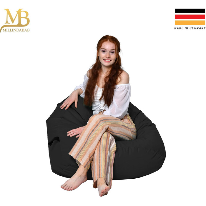 Мішок-крісло Beanbag MILLINDABAG Kastanie краплеподібний для дітей, підлітків та дорослих, антрацит, XL 77 см - для дому та вулиці, вже наповнений